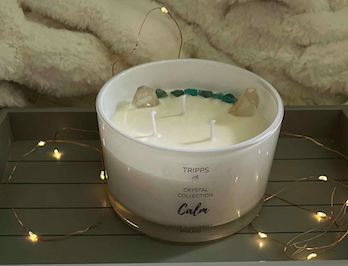 Calm - Clear Quartz and Apatite Crystal Candle
